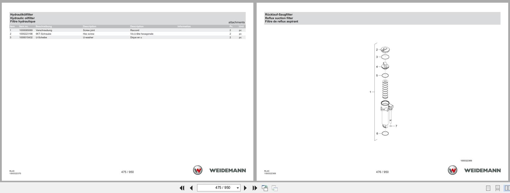Weidemann Wheel Loader 2080LP RL40 Spare Parts Catalog 11.2022 DE EN FR (2)