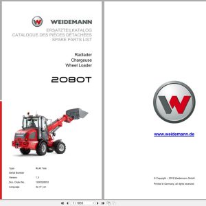 Weidemann Wheel Loader 2080T RL40 Tele Spare Parts List 1000328553 2016 DE FR EN (1)