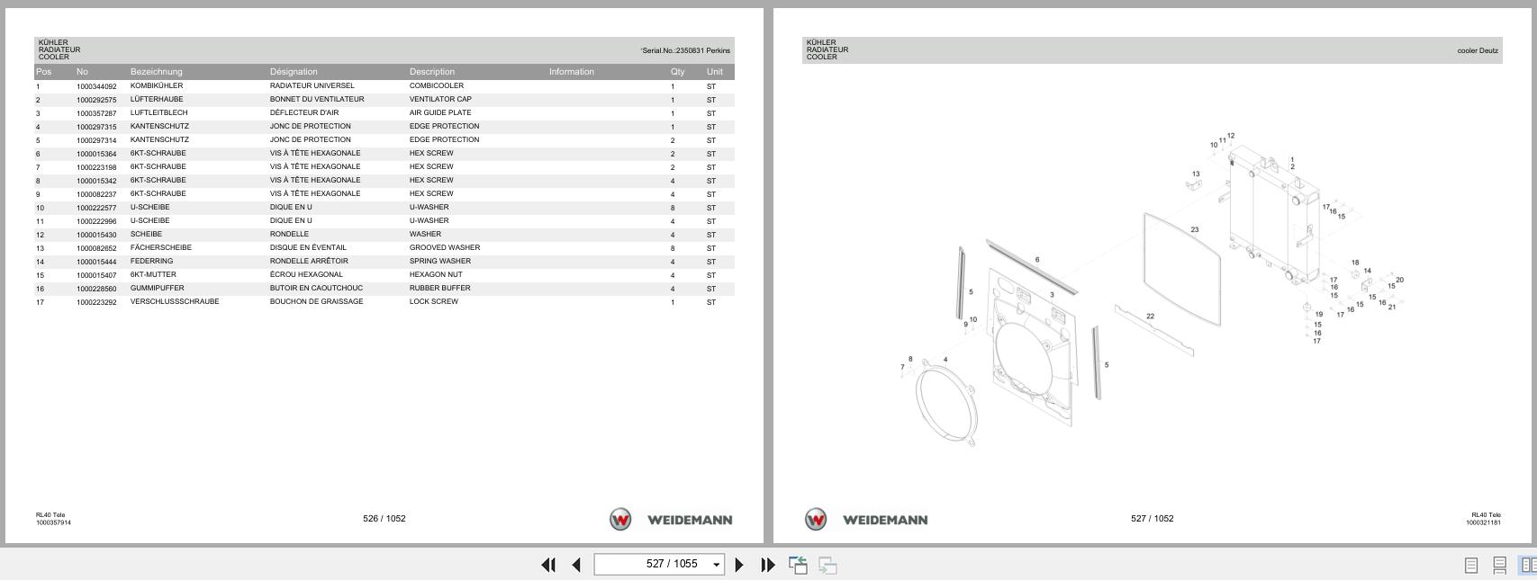 Weidemann Wheel Loader 2080T RL40 Tele Spare Parts List 1000328553 2016 DE FR EN (2)