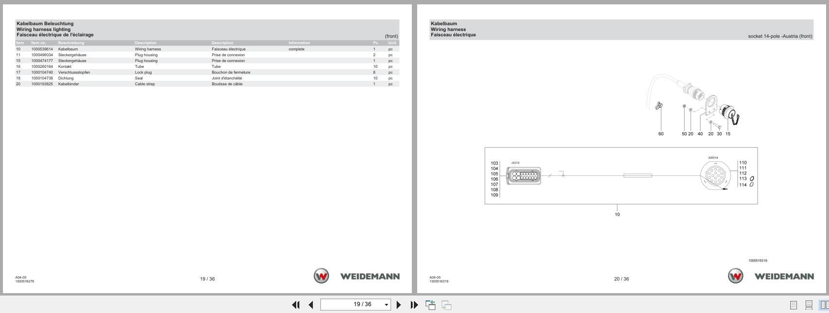 Weidemann Wheel Loader 2090 A04 05 Spare Parts Catalog 03.2025 DE EN FR (2)