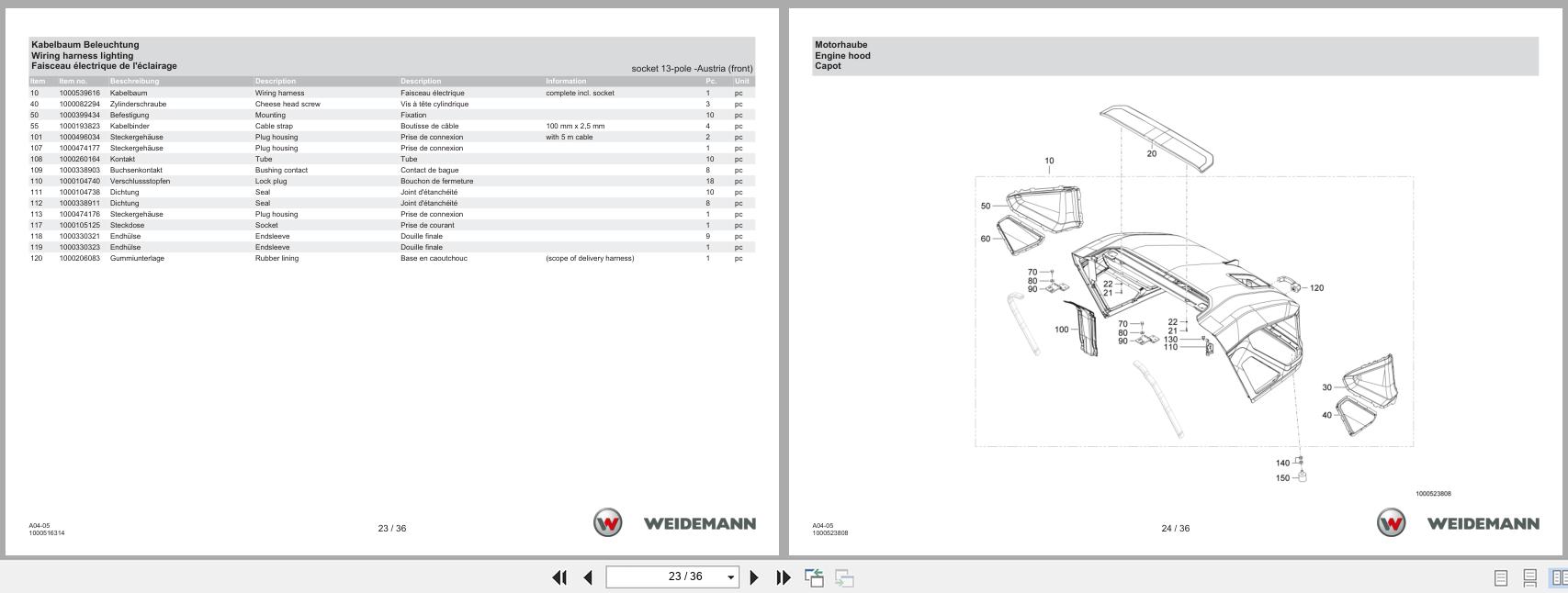 Weidemann Wheel Loader 2090 A04 05 Spare Parts Catalog 03.2025 DE EN FR (3)