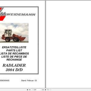 Weidemann Wheel Loader 3004 D D Parts List 5056300405 2003 DE EN FR ES (1)
