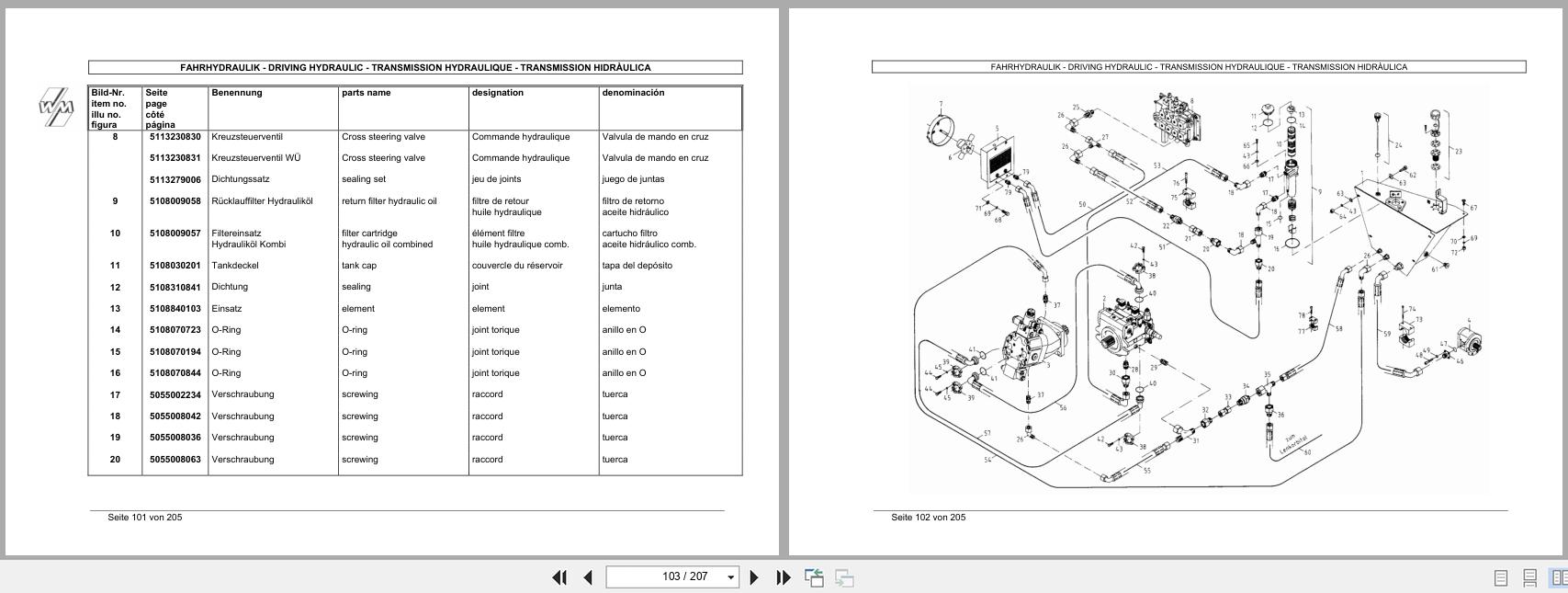 Weidemann Wheel Loader 3004 D D Parts List 5056300405 2003 DE EN FR ES (2)