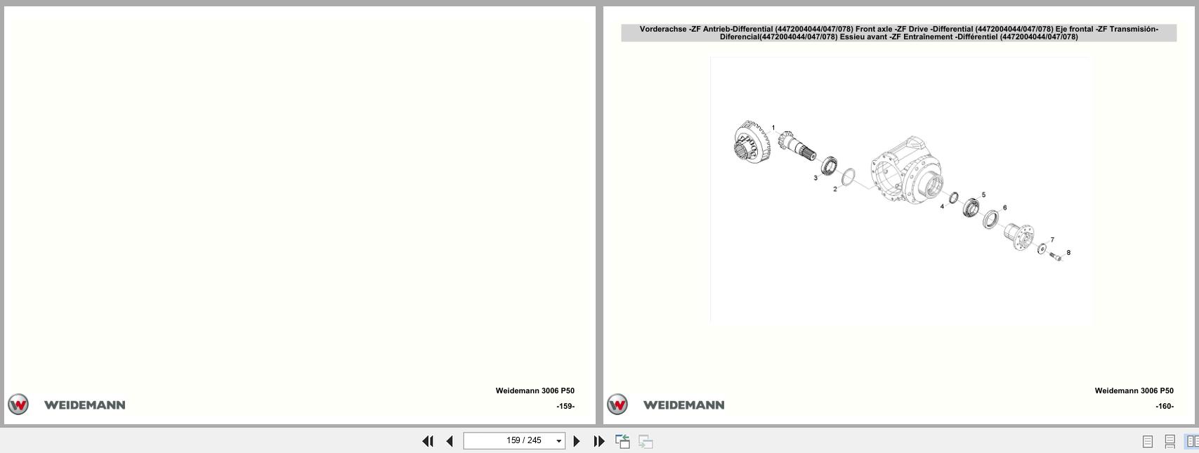 Weidemann Wheel Loader 3006 P50 Parts List 5056300605 EN DE FR ES (3)