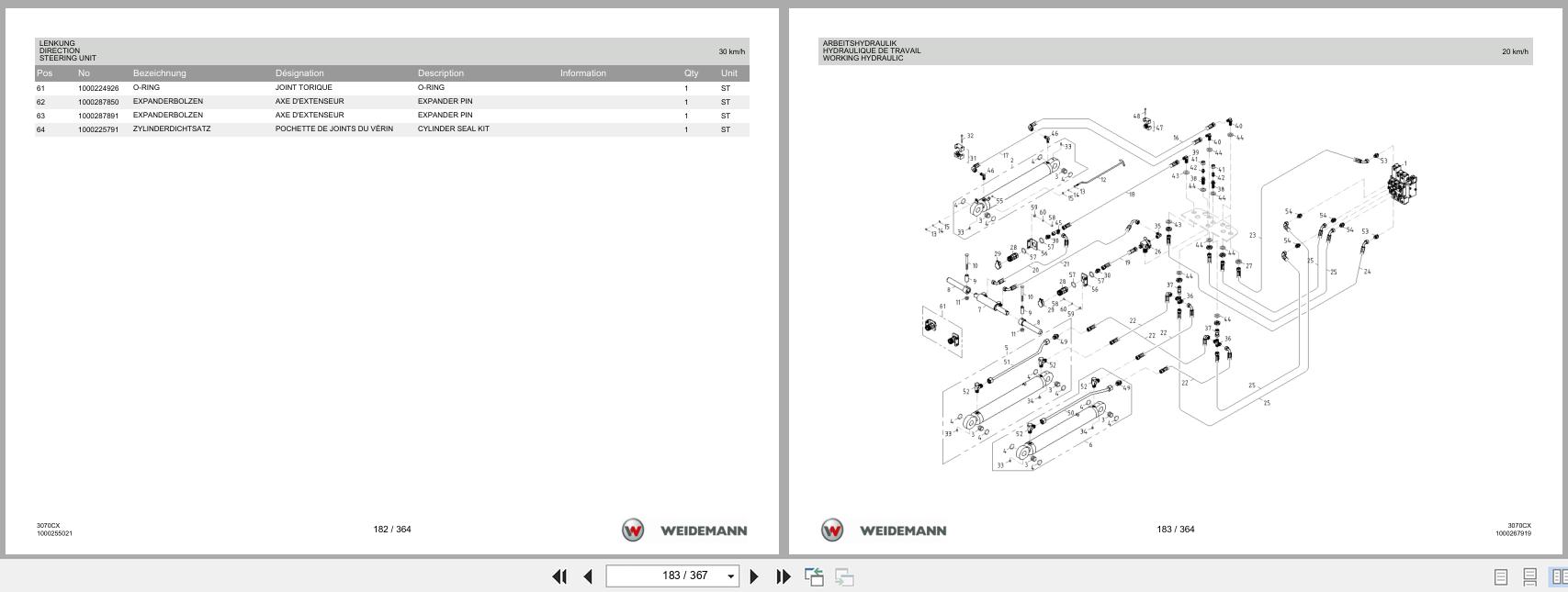 Weidemann Wheel Loader 3070CX60 3070CX Spare Parts List 1000211244 2014 DE FR EN (2)