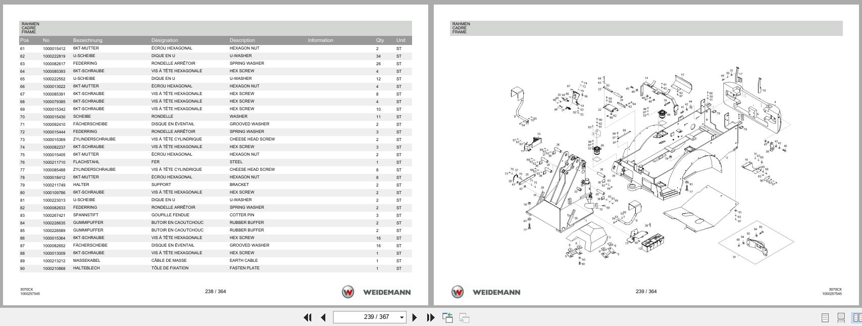 Weidemann Wheel Loader 3070CX60 3070CX Spare Parts List 1000211244 2014 DE FR EN (3)