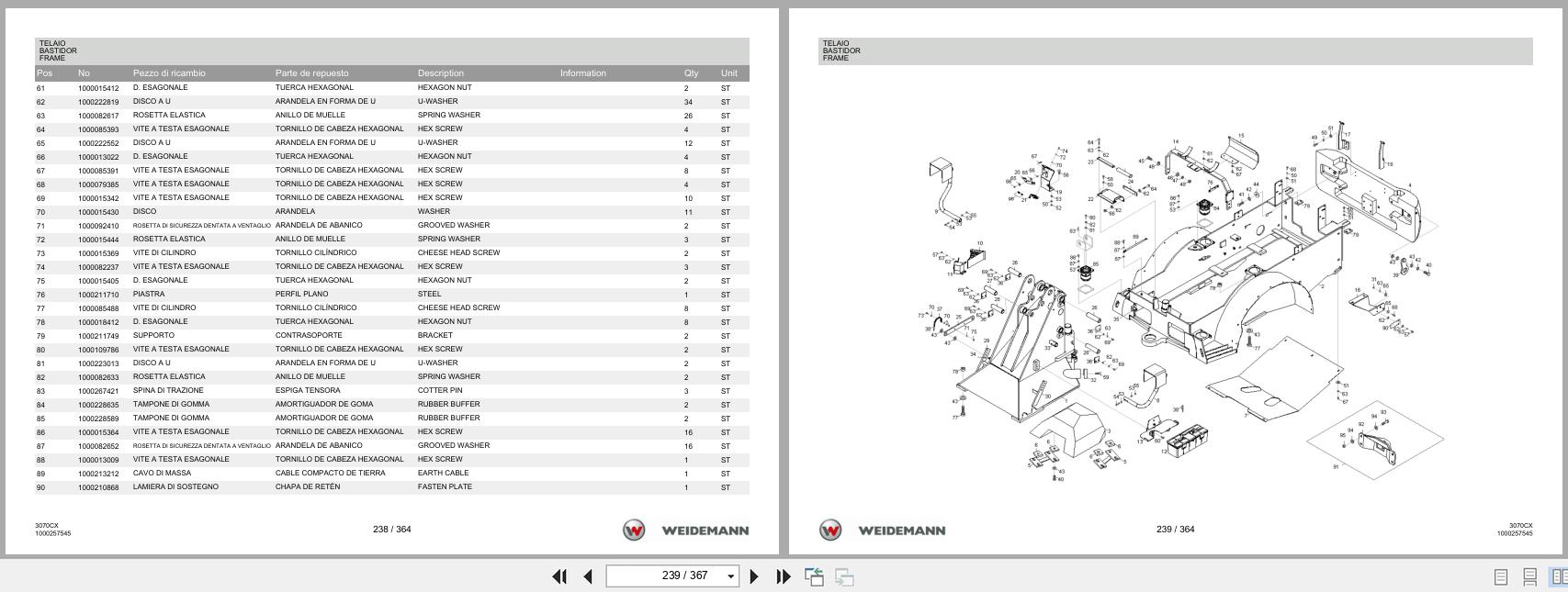 Weidemann Wheel Loader 3070CX60 3070CX Spare Parts List 2014 IT ES EN (3)