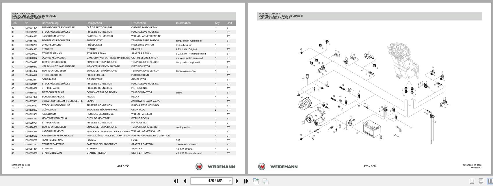 Weidemann Wheel Loader 3070CX60 3070CX60 Spare Parts List 1000304529 2016 DE FR EN (3)