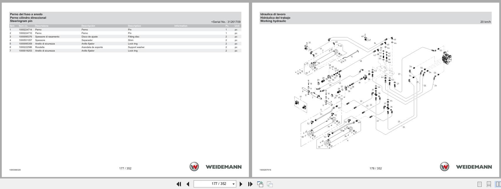 Weidemann Wheel Loader 3070CX60 Spare Parts Catalog 05.2025 IT ES EN (2)
