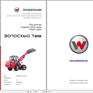 Weidemann Wheel Loader 3070CX60 TELE 3070CX60T Spare Parts List 1000326066 2014 IT ES EN (1)
