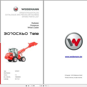 Weidemann Wheel Loader 3070CX60 TELE 3070CXT Spare Parts List 1000236554 2014 DE FR EN (1)