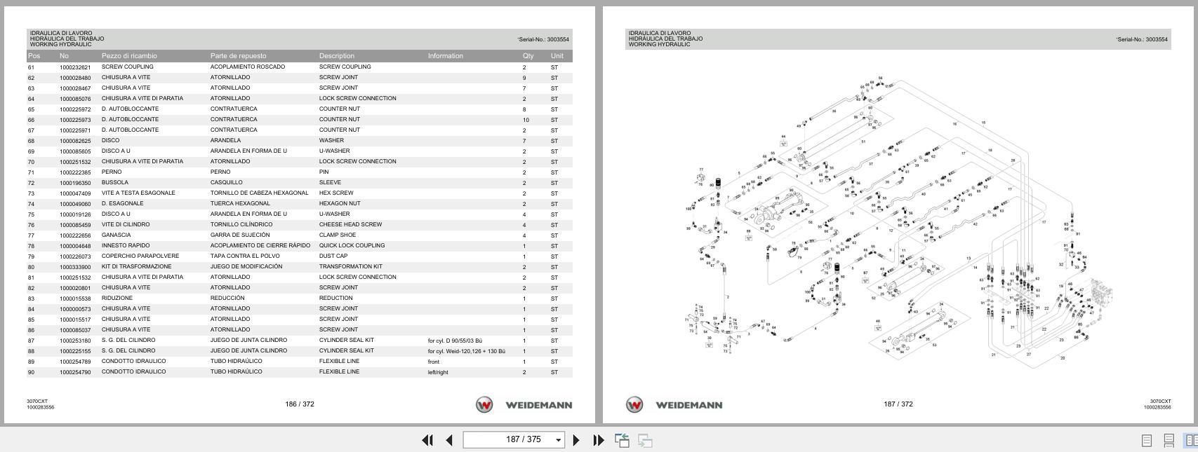 Weidemann Wheel Loader 3070CX60 TELE 3070CXT Spare Parts List 2014 IT ES EN (2)