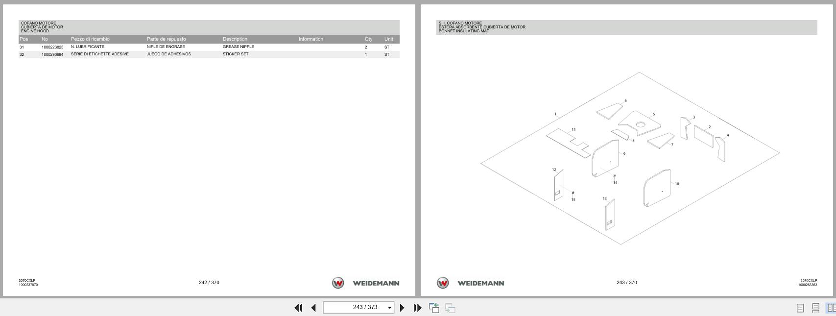 Weidemann Wheel Loader 3070CX60LP 3070CXLP Spare Parts List 2014 IT ES EN (3)