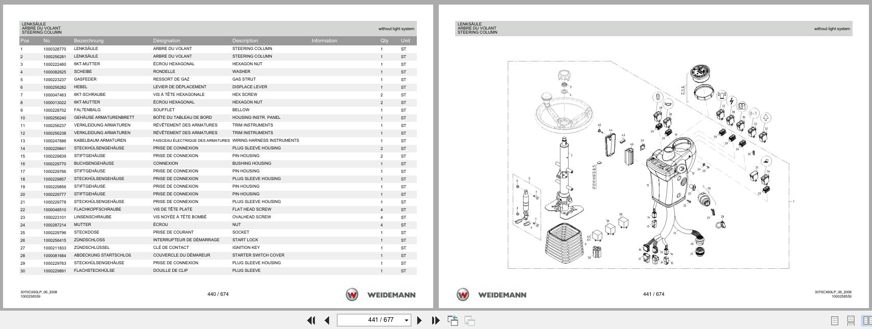 Weidemann Wheel Loader 3070CX60LP Spare Parts List 1000304598 2014 DE FR EN (3)