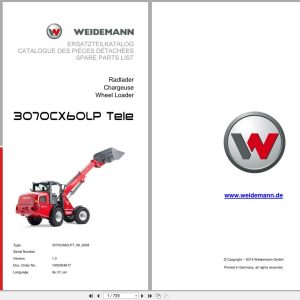 Weidemann Wheel Loader 3070CX60LP TELE 3070CX60LPT Spare Parts List 1000304617 2014 DE FR EN (1)