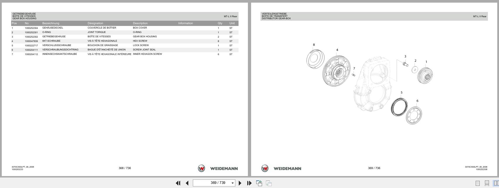Weidemann Wheel Loader 3070CX60LP TELE 3070CX60LPT Spare Parts List 1000304617 2014 DE FR EN (2)