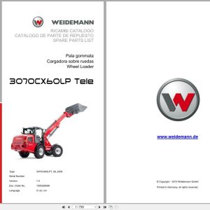Weidemann Wheel Loader 3070CX60LP TELE 3070CX60LPT Spare Parts List 1000326068 2014 IT ES EN (1)