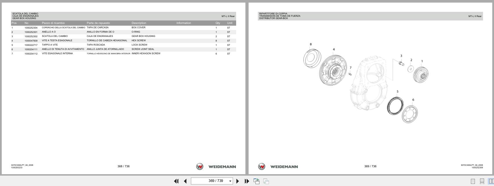 Weidemann Wheel Loader 3070CX60LP TELE 3070CX60LPT Spare Parts List 1000326068 2014 IT ES EN (2)