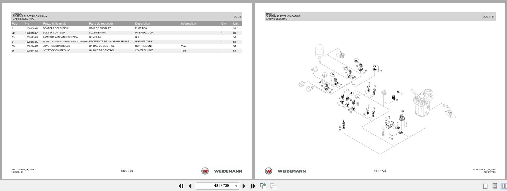 Weidemann Wheel Loader 3070CX60LP TELE 3070CX60LPT Spare Parts List 1000326068 2014 IT ES EN (3)