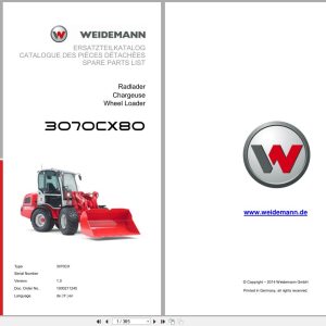 Weidemann Wheel Loader 3070CX80 3070CX Spare Parts List 1000211245 2014 DE FR EN (1)