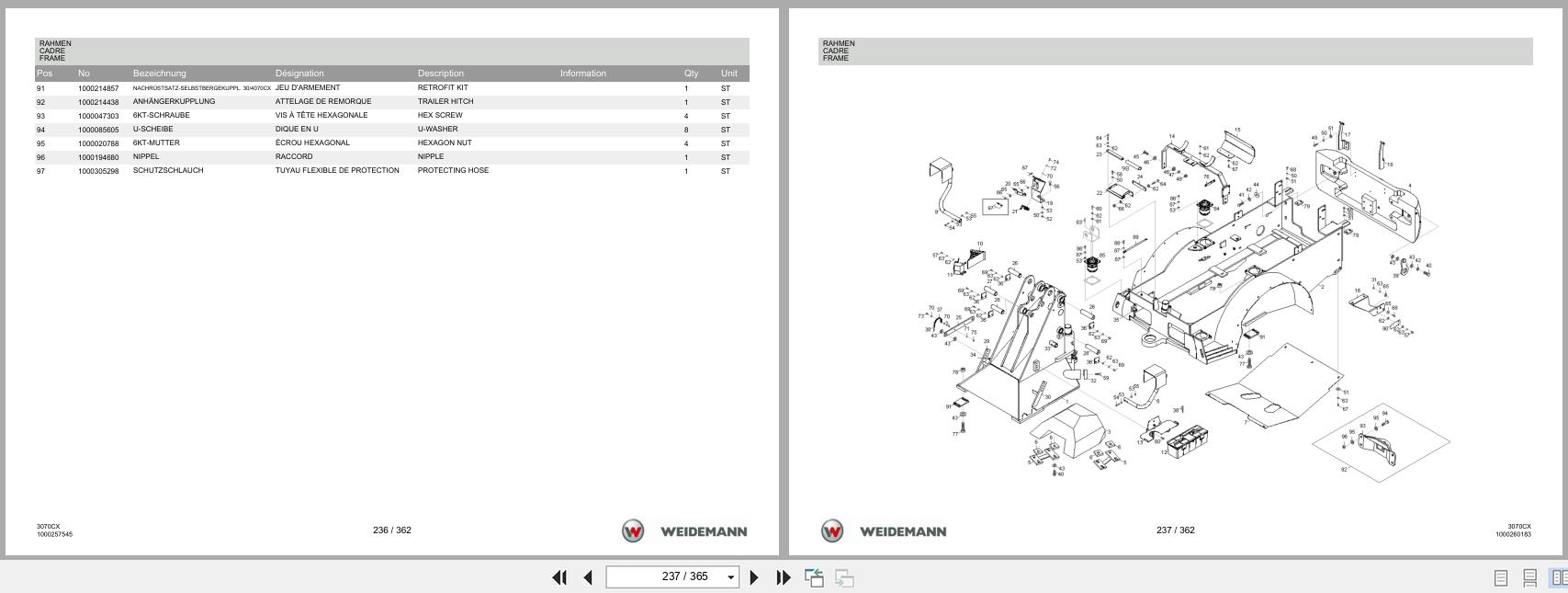 Weidemann Wheel Loader 3070CX80 3070CX Spare Parts List 1000211245 2014 DE FR EN (3)