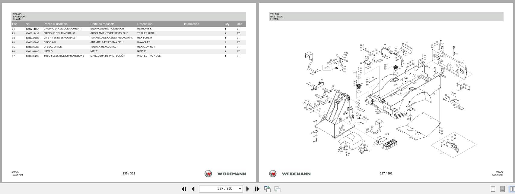 Weidemann Wheel Loader 3070CX80 3070CX Spare Parts List 2014 IT ES EN (3)