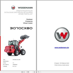 Weidemann Wheel Loader 3070CX80 Spare Parts List 1000304543 2014 DE FR EN (1)
