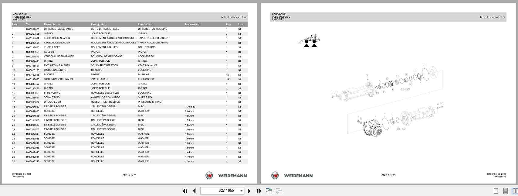 Weidemann Wheel Loader 3070CX80 Spare Parts List 1000304543 2014 DE FR EN (2)