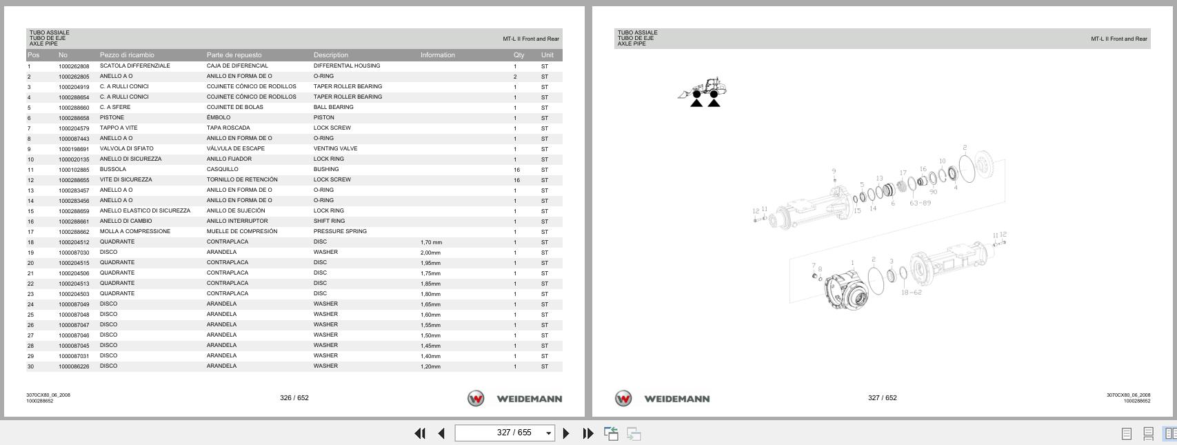 Weidemann Wheel Loader 3070CX80 Spare Parts List 1000326059 2014 IT ES EN (2)