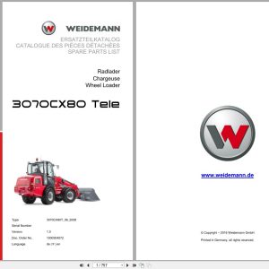 Weidemann Wheel Loader 3070CX80 TELE 3070CX80T Spare Parts List 1000304572 2016 DE FR EN (1)