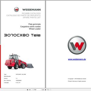 Weidemann Wheel Loader 3070CX80 TELE 3070CX80T Spare Parts List 1000326067 2016 IT ES EN (1)