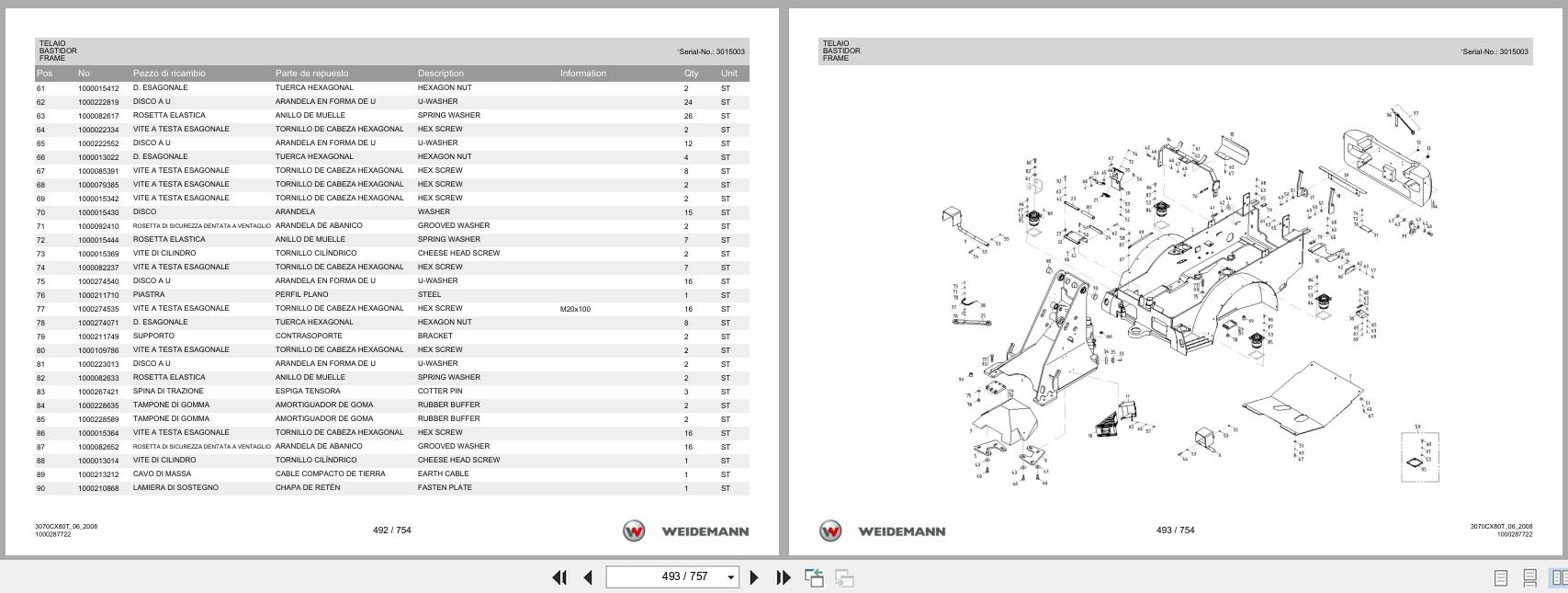 Weidemann Wheel Loader 3070CX80 TELE 3070CX80T Spare Parts List 1000326067 2016 IT ES EN (3)
