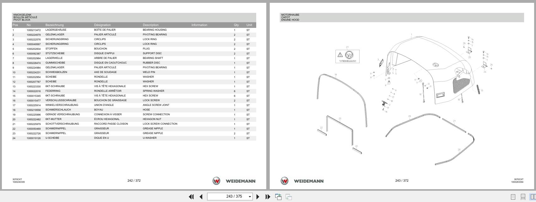 Weidemann Wheel Loader 3070CX80 TELE 3070CXT Spare Parts List 1000236397 2014 DE FR EN (3)