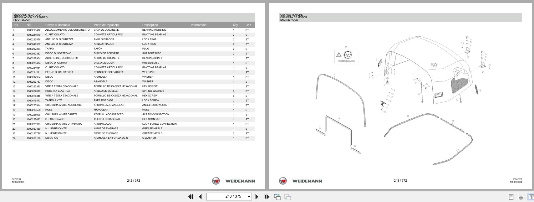Weidemann Wheel Loader 3070CX80 TELE 3070CXT Spare Parts List 2014 IT ES EN (3)