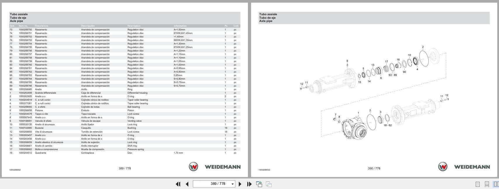 Weidemann Wheel Loader 3070CX80LP Spare Parts Catalog 1000326065 05.2025 IT ES EN (2)