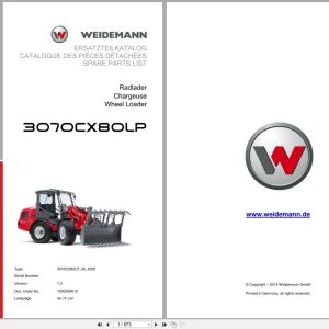 Weidemann Wheel Loader 3070CX80LP Spare Parts List 1000304612 2014 DE FR EN (1)
