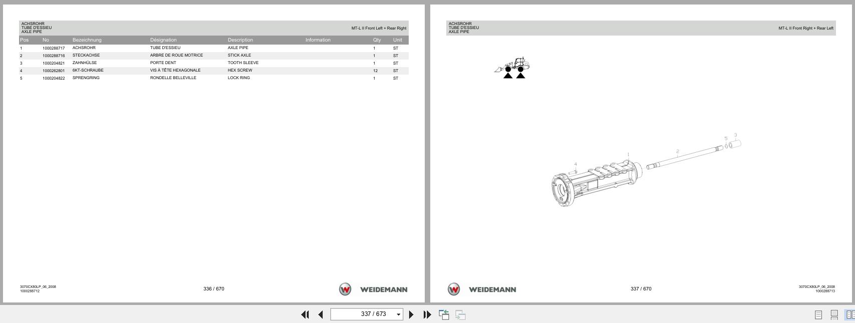 Weidemann Wheel Loader 3070CX80LP Spare Parts List 1000304612 2014 DE FR EN (2)