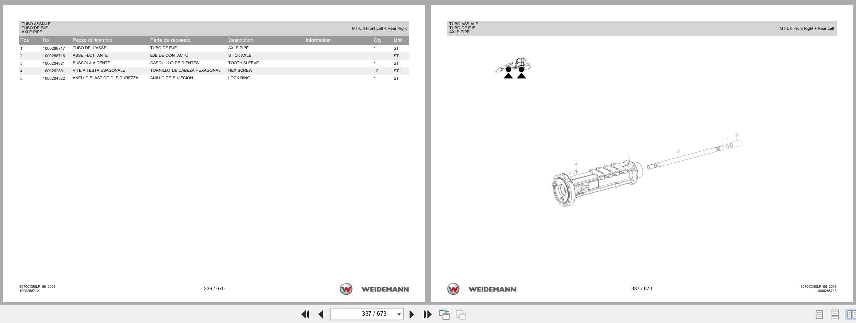Weidemann Wheel Loader 3070CX80LP Spare Parts List 1000326065 2014 IT ES EN (2)