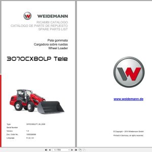 Weidemann Wheel Loader 3070CX80LP TELE 3070CX80LPT Spare Parts List 1000326069 2014 IT ES EN (1)