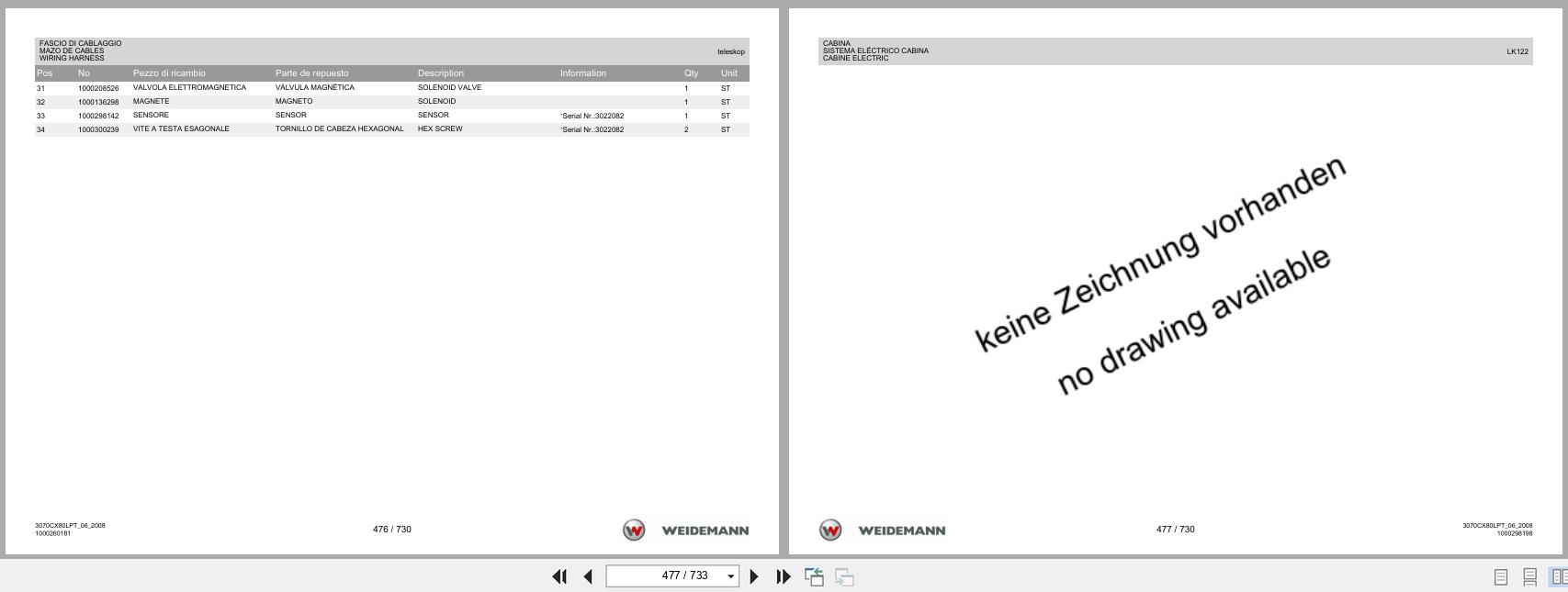 Weidemann Wheel Loader 3070CX80LP TELE 3070CX80LPT Spare Parts List 1000326069 2014 IT ES EN (3)
