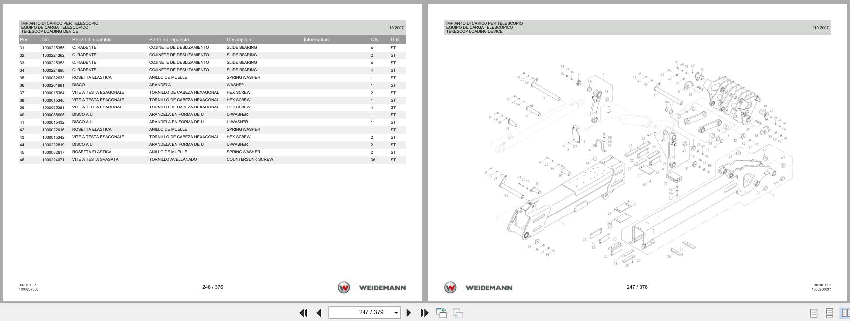 Weidemann Wheel Loader 3070CX80LP TELE 3070CXLP Spare Parts List 2014 IT ES EN (3)