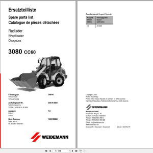 Weidemann Wheel Loader 3080 CC60 346 04 Spare Parts List 1000189286 2008 DE EN FR (1)