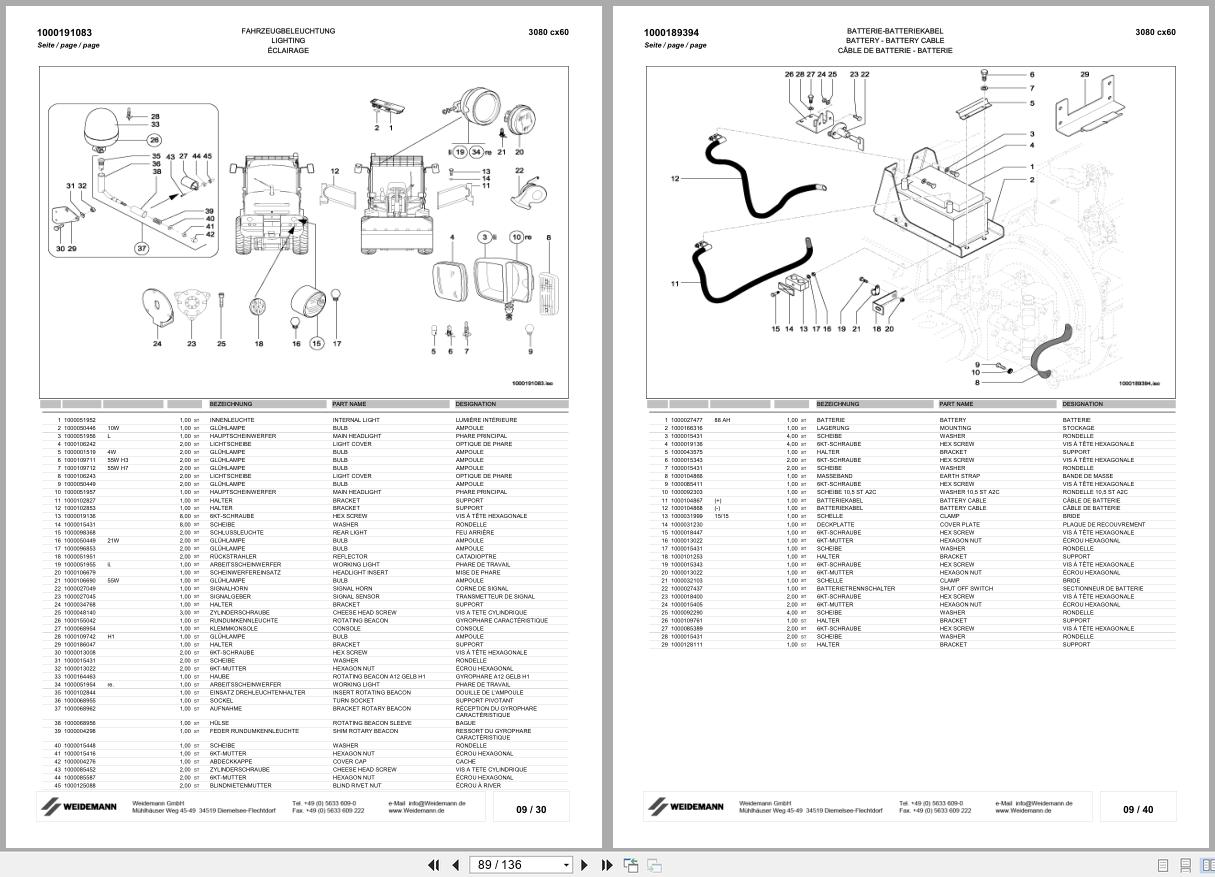 Weidemann Wheel Loader 3080 CX60 342 01 Spare Parts List 1000189288 2008 ML (3)