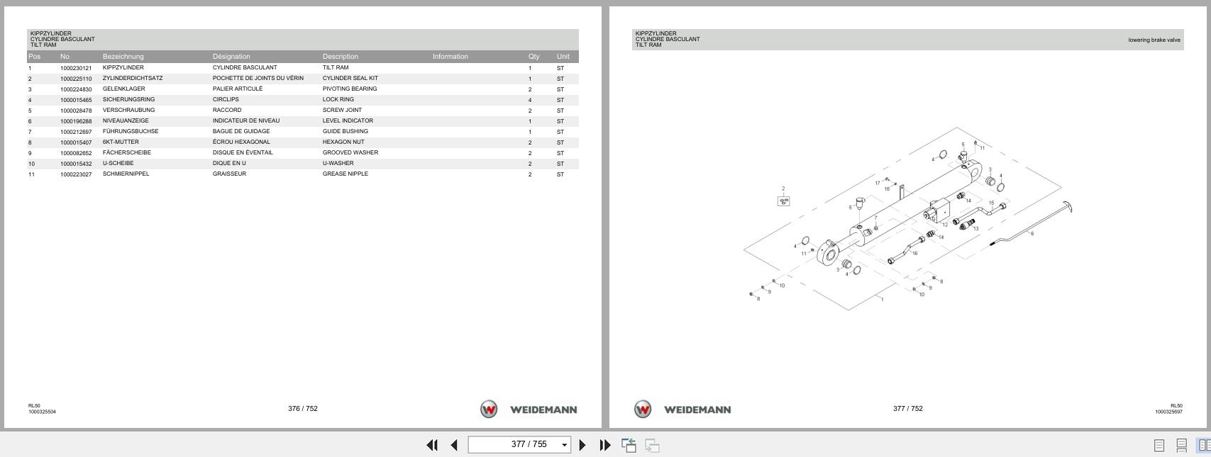 Weidemann Wheel Loader 3080 RL50 Spare Parts List 1000325786 2016 DE FR EN (2)