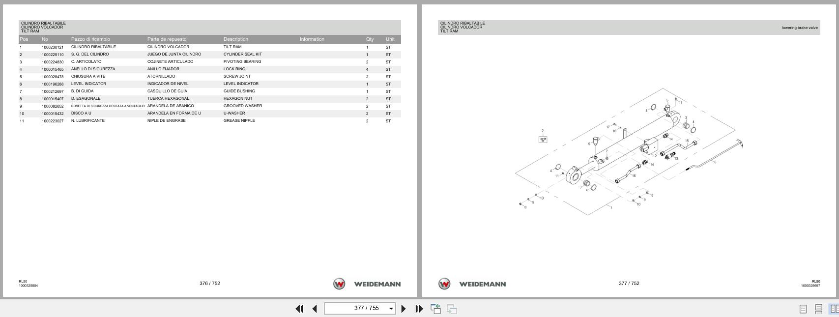 Weidemann Wheel Loader 3080 RL50 Spare Parts List 1000326092 2016 IT ES EN (2)