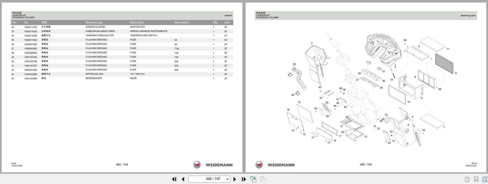 Weidemann Wheel Loader 3080 RL50 Spare Parts List 2016 ZH DE EN (3)