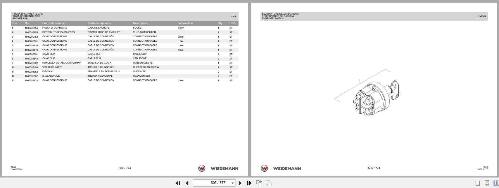 Weidemann Wheel Loader 3080 TELE RL50 Spare Parts List 1000326093 2016 IT ES EN (3)