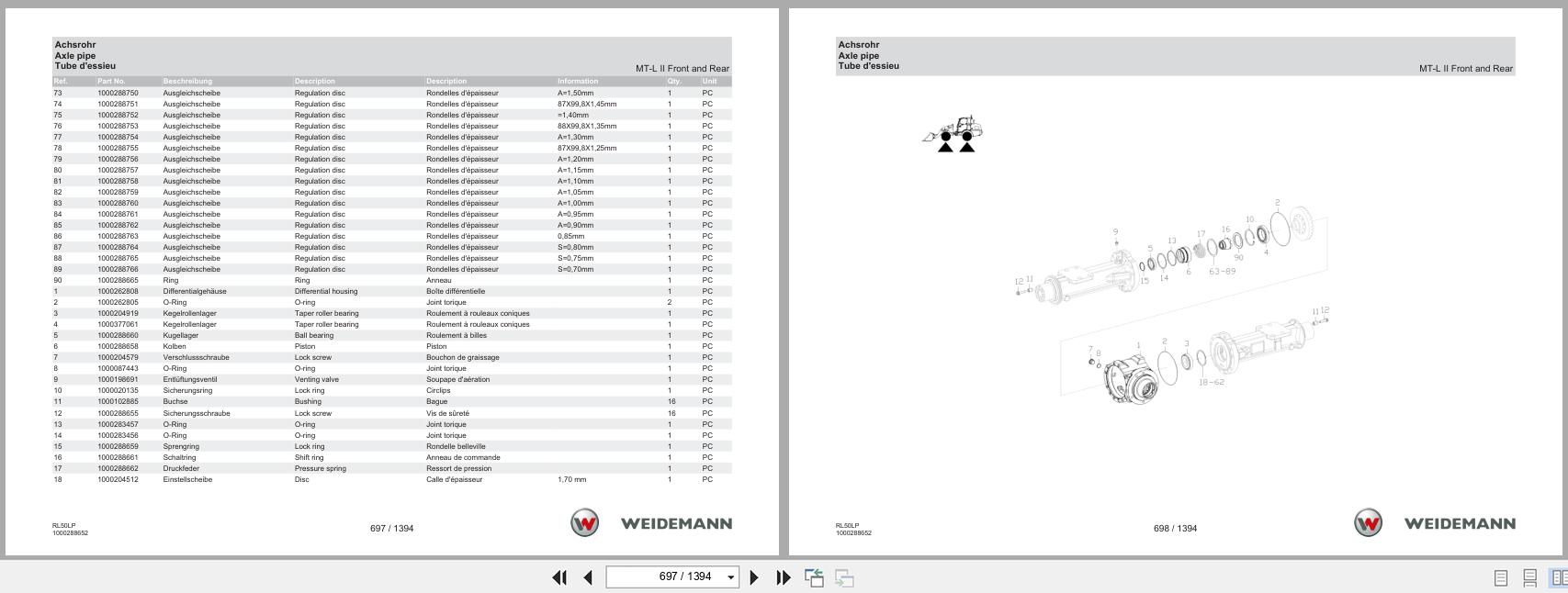 Weidemann Wheel Loader 3080LP RL50 Spare Parts List 1000333643 04.2019 DE FR EN (2)
