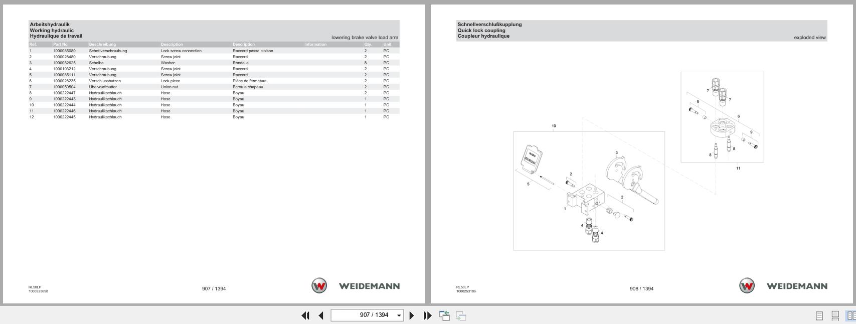 Weidemann Wheel Loader 3080LP RL50 Spare Parts List 1000333643 04.2019 DE FR EN (3)
