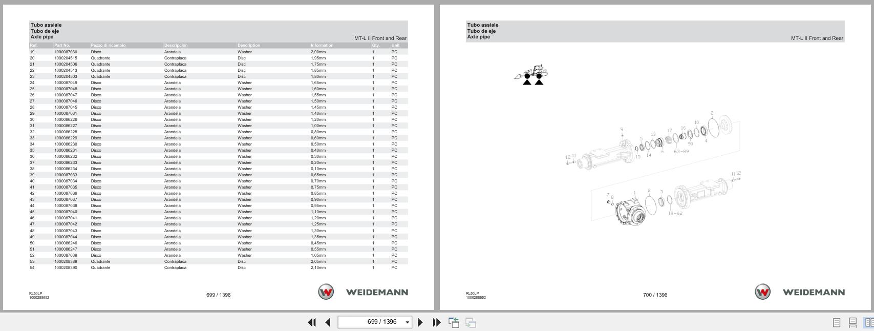 Weidemann Wheel Loader 3080LP RL50 Spare Parts List 1000333646 04.2019 IT ES EN (2)